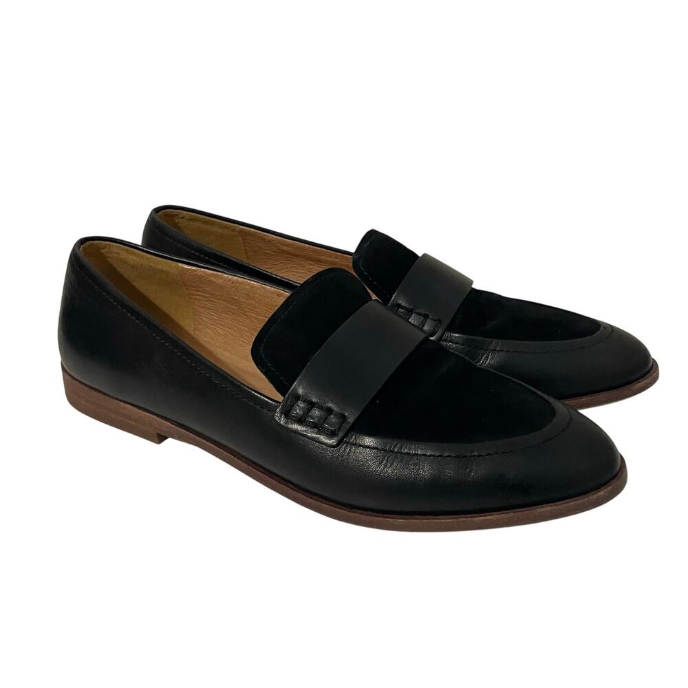 Madewell Alex Loafers Leather Suede Pointed Toe Flat Women's Size 8 Black Shoes